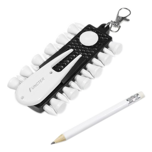 3-in-1 Golf Tee Holder for Bag, Golf Tee Carrier with 12 Tees 1 Golf Divot Repair Tool 1 Marking Pen