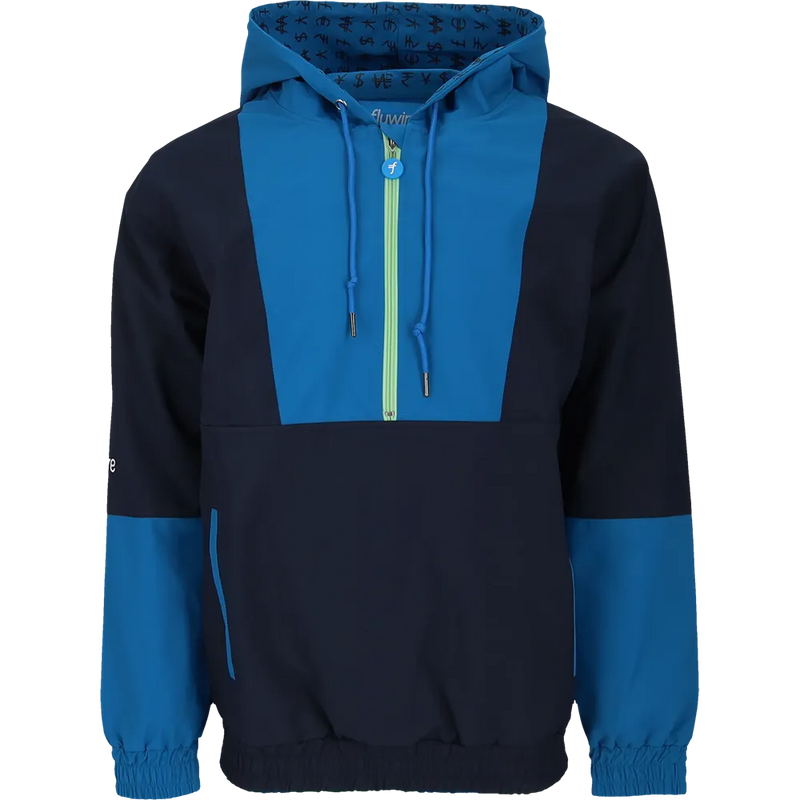 Flywire color-block hooded windbreaker jacket in royal blue and navy