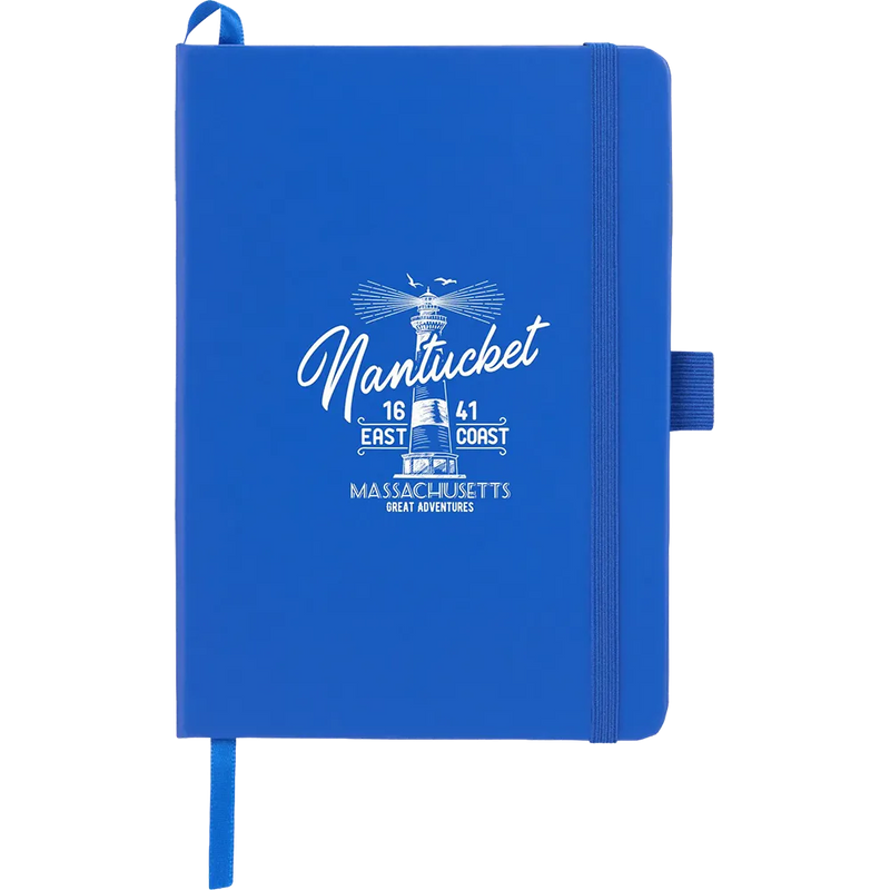Blue 5 x 7 FSC prism notebook with elastic closure