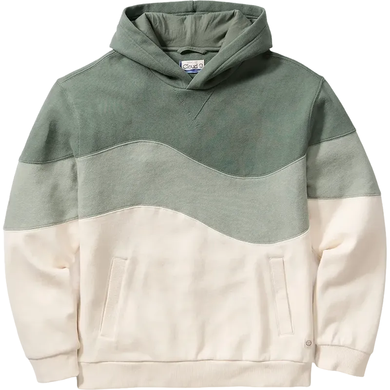 Cloud 9 Fleece Relaxed Hoodie in Green and Cream with color-block design and front pockets