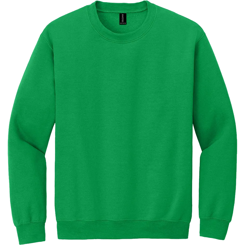 Gildan Heavy Blend Crewneck Sweatshirt in Irish Green with long sleeves for custom logo printing or embroidery