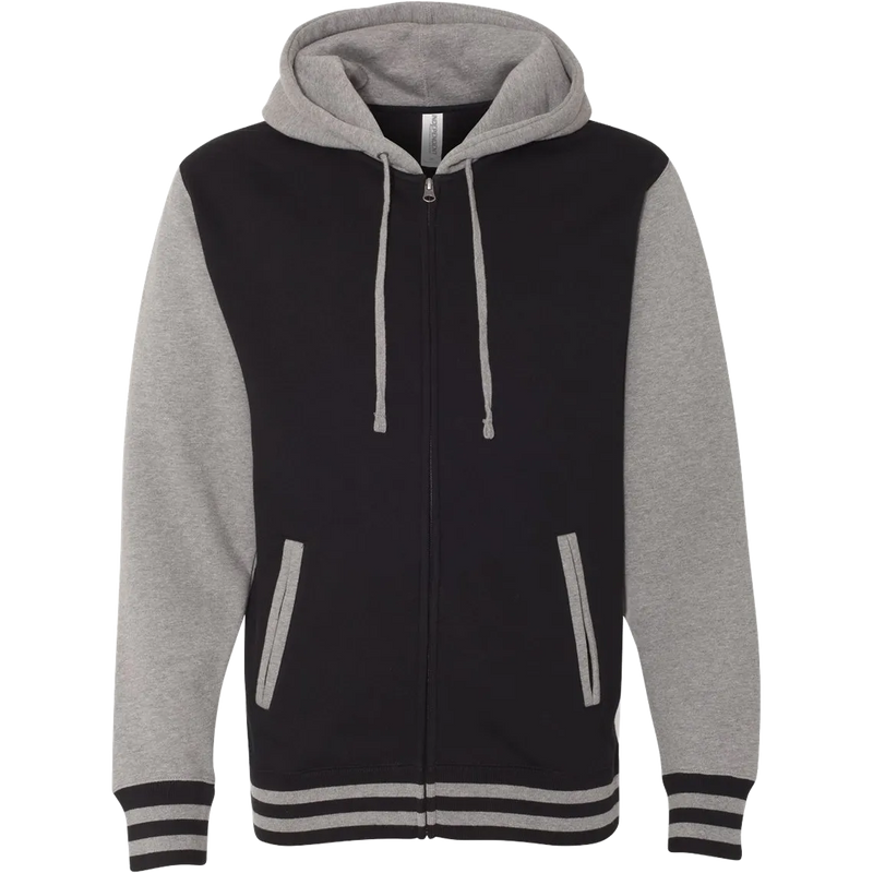 Independent Trading Co Heavyweight Varsity Full-Zip Hooded Sweatshirt