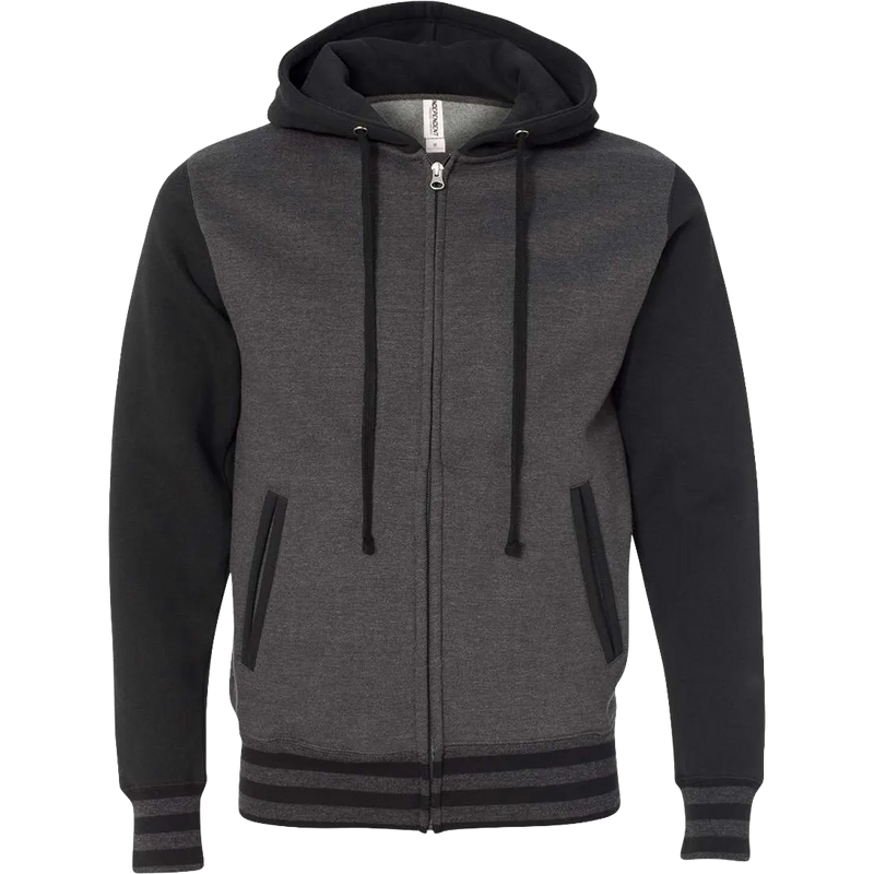 Independent Trading Co Heavyweight Varsity Full-Zip Hooded Sweatshirt