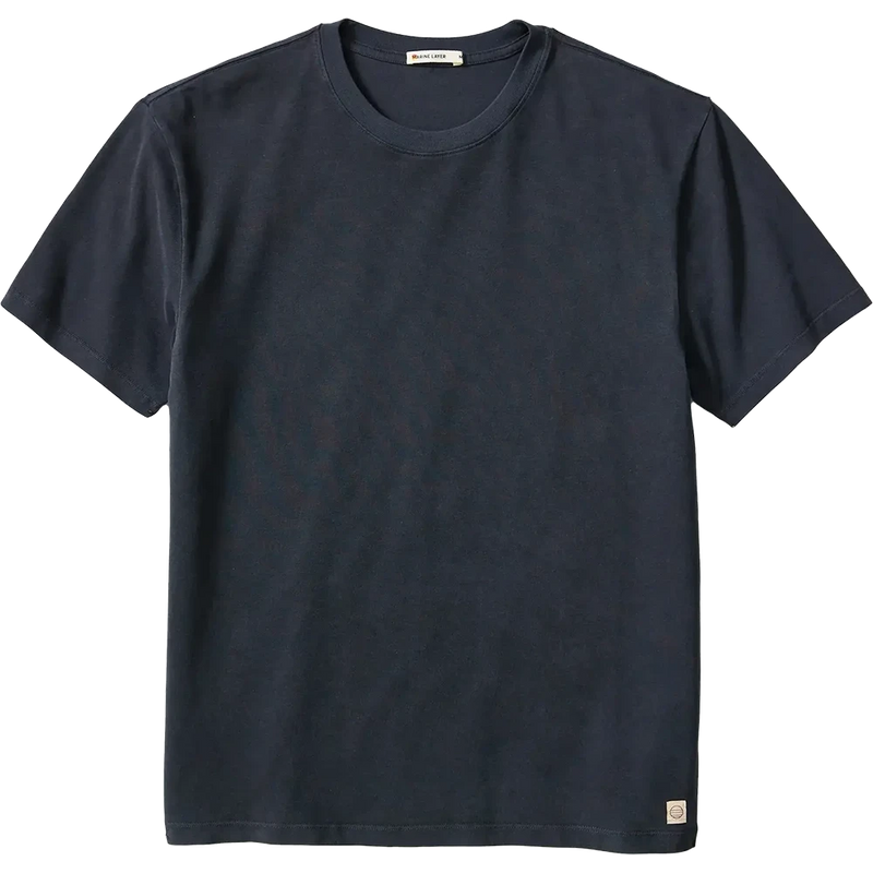 Black Marine Layer Cloud 9 Sueded Jersey T-Shirt featuring premium sueded jersey fabric, short sleeves, and a classic crewneck for all-day comfort