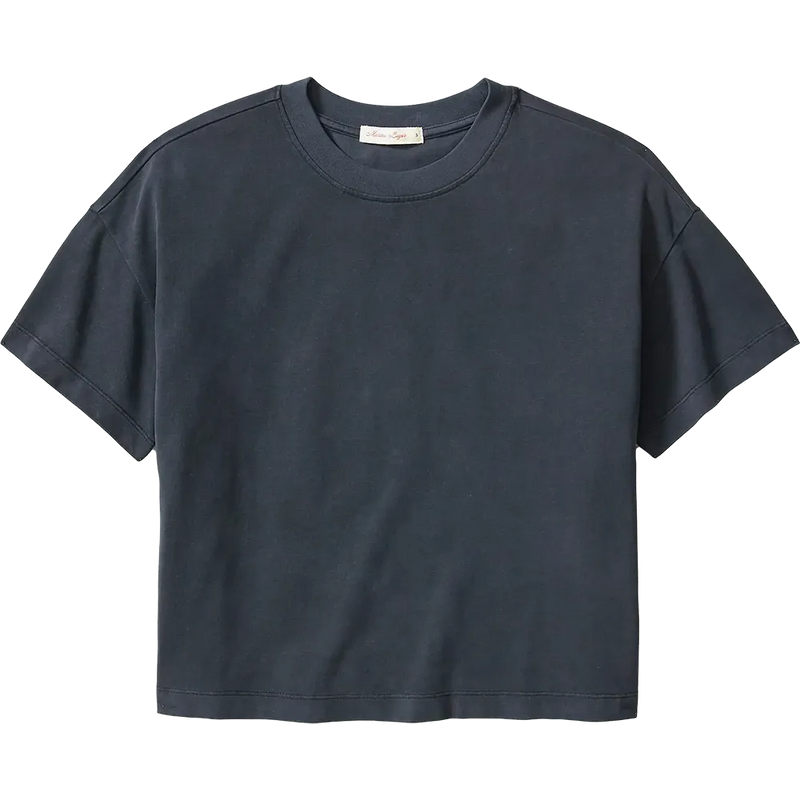 Marine Layer Luxe Sueded Tee in Black featuring premium sueded cotton fabric, relaxed fit, short sleeves, and a classic crewneck