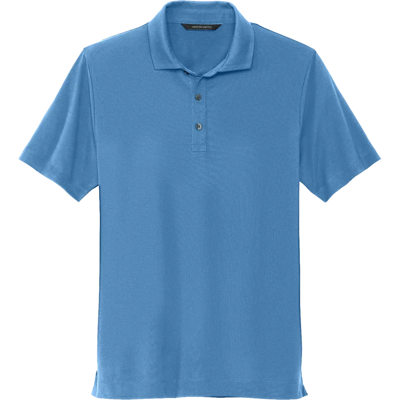 Mercer Mettle Stretch Jersey Polo in Parisian Blue featuring premium stretch jersey fabric, short sleeves, and a classic three-button polo collar