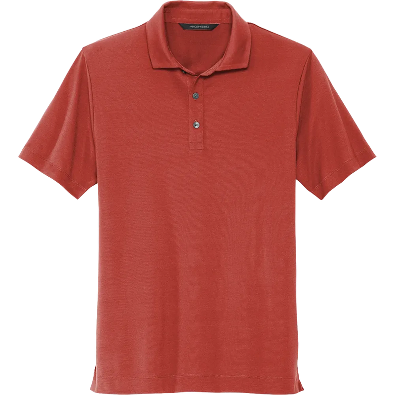 Mercer Mettle Stretch Jersey Polo in Terracotta featuring premium stretch jersey fabric, short sleeves, and a classic three-button polo collar