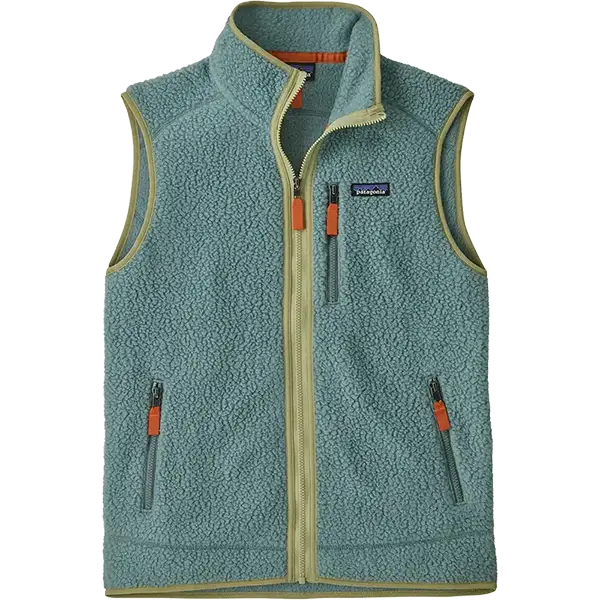 Patagonia Retro Pile Fleece Vest in Blue Sage with full-zip design and zippered pockets