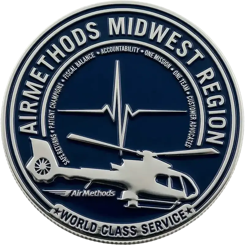 Custom metal challenge coin with engraved logo for corporate recognition and promotional awards