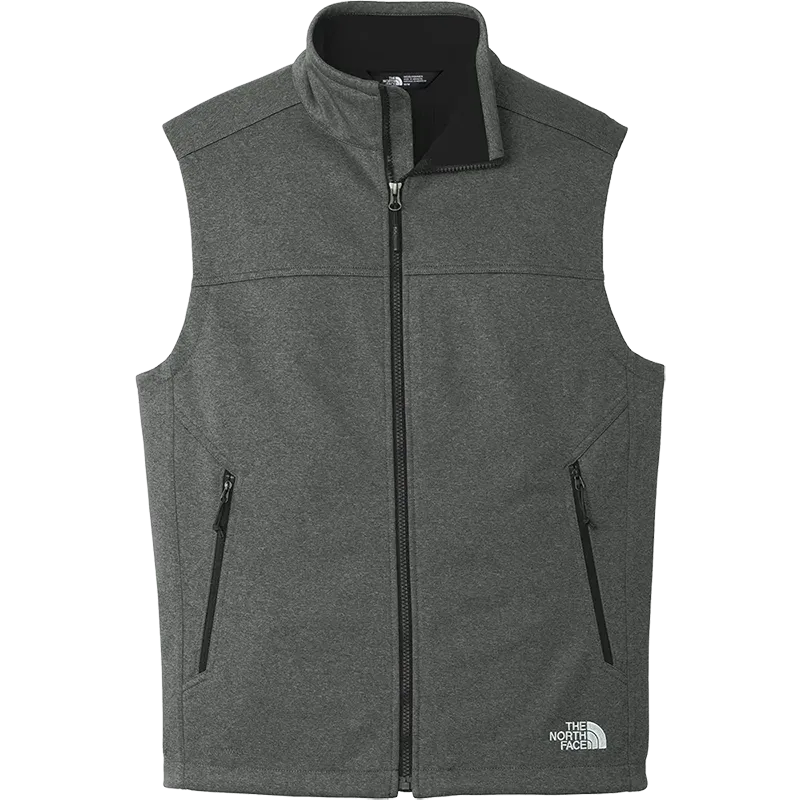 The North Face Ridgewall Soft Shell Vest in Dark Grey with full-zip design and zippered pockets
