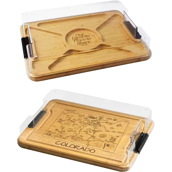 Flip Serve & Store Board - Rectangle with State Engraving
