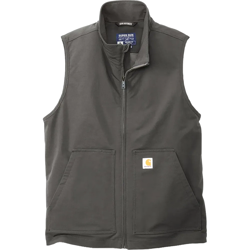 Carhartt Super Dux Soft Shell Vest in Gravel featuring a full-zip front, stand collar, and front utility pockets for custom branded apparel