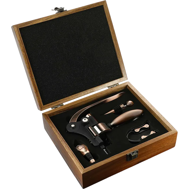 Graze Wood and Metal Wine Set