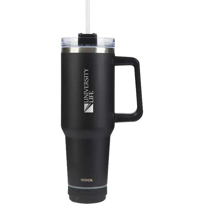 iCOOL® Borrego 40 oz. Double Wall, Stainless Steel Travel Mug with Speaker