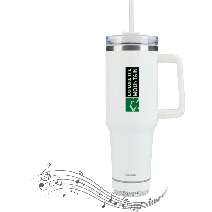 iCOOL® Borrego 40 oz. Double Wall, Stainless Steel Travel Mug with Speaker