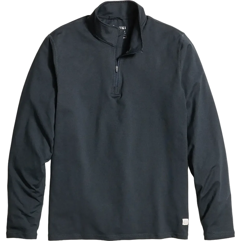 Marine Layer Re-Spun Sport Quarter Zip in Charcoal featuring soft recycled performance fabric, long sleeves, moisture-wicking comfort, and a quarter-zip mock neck