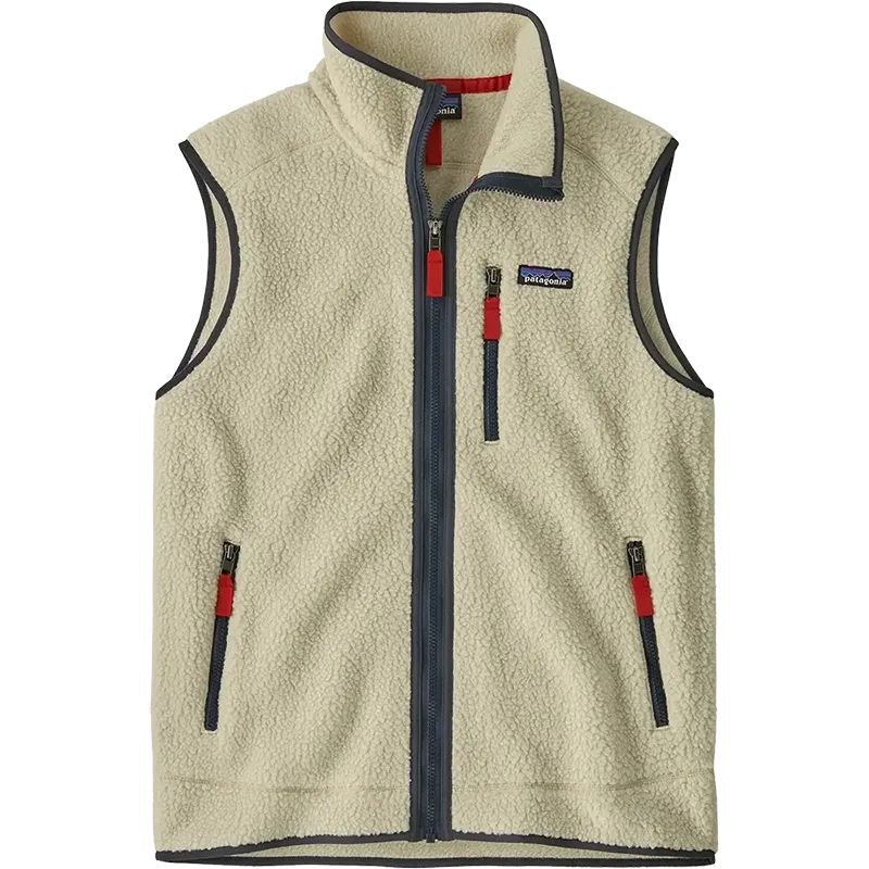 Patagonia Retro Pile full-zip fleece vest in Pelican/Smolder Blue