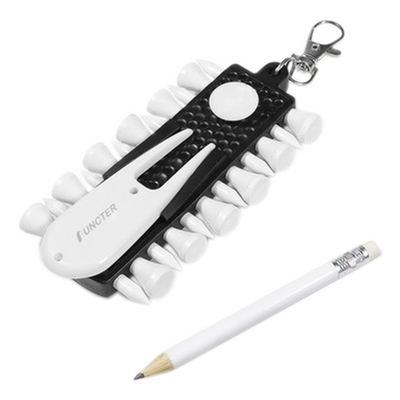 3-in-1 Golf Tee Holder for Bag, Golf Tee Carrier with 12 Tees 1 Golf Divot Repair Tool 1 Marking Pen