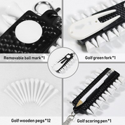 3-in-1 Golf Tee Holder for Bag, Golf Tee Carrier with 12 Tees 1 Golf Divot Repair Tool 1 Marking Pen