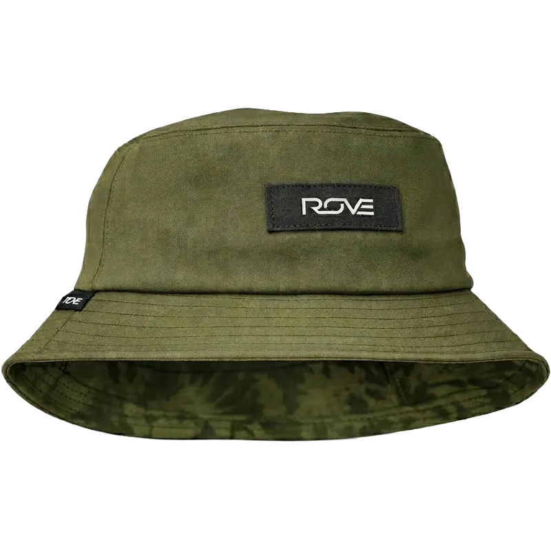 Green bucket hat with a visible brand logo on a white background