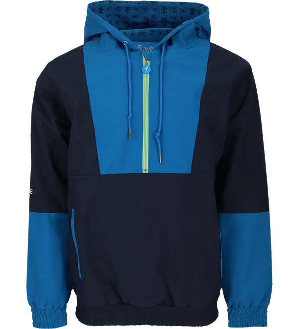 Flywire color-block hooded windbreaker jacket in royal blue and navy