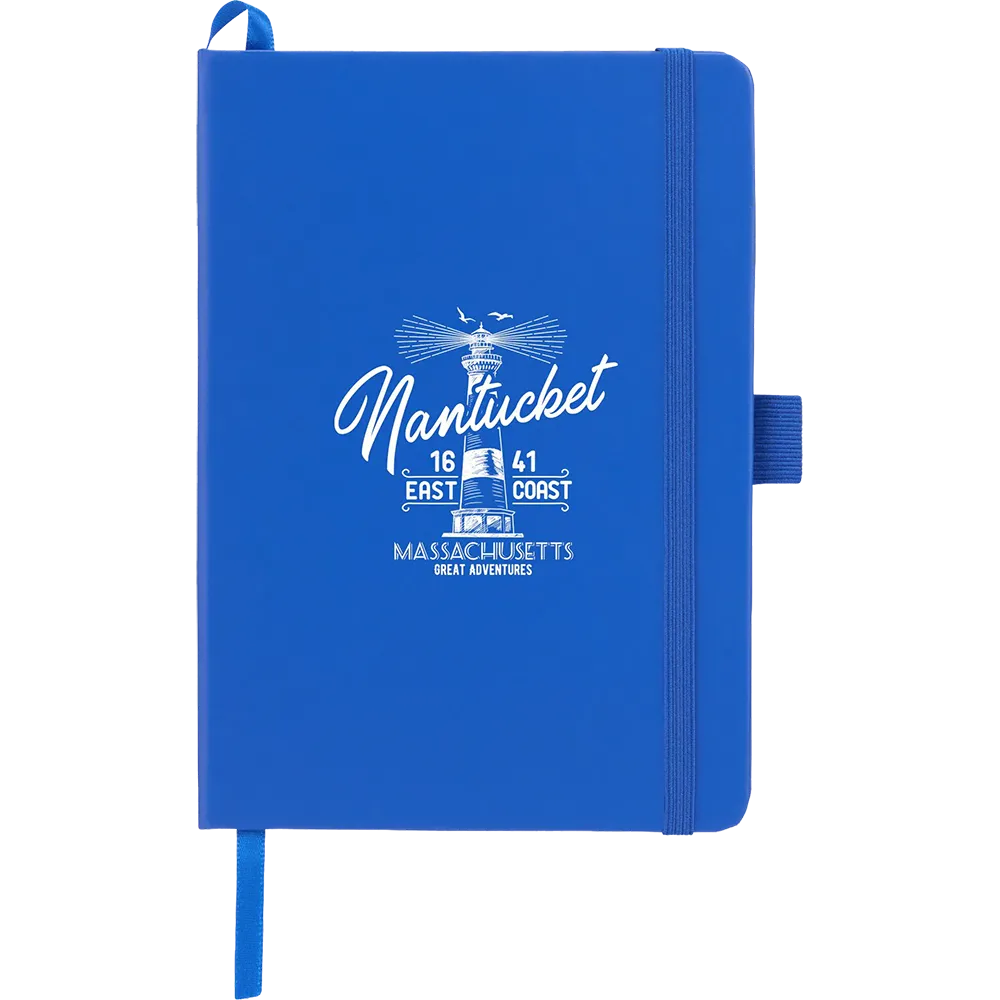 Blue 5 x 7 FSC prism notebook with elastic closure