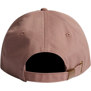 Brown baseball cap with a strap on a white background