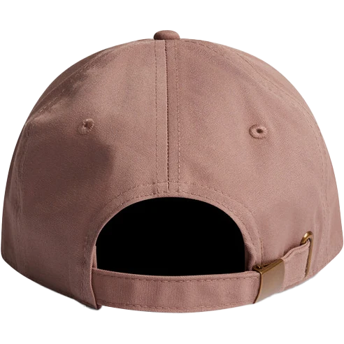 Brown baseball cap with a strap on a white background