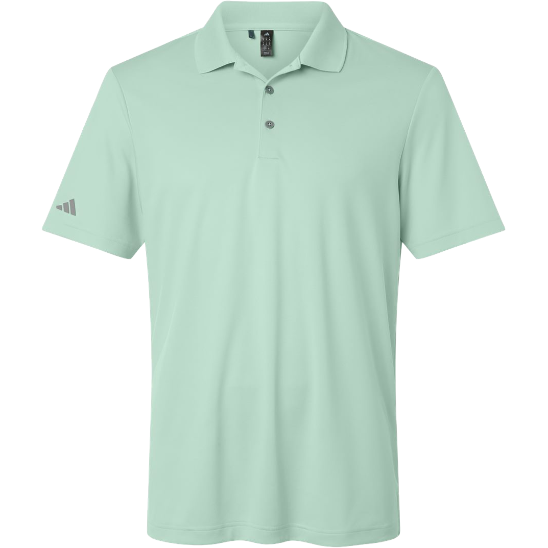Adidas Light green polo shirt with Adidas logo on a white background