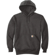 Carhartt Rain Defender Paxton Heavyweight Hooded Sweatshirt in Dark Gray with front pouch pocket and drawstring hood
