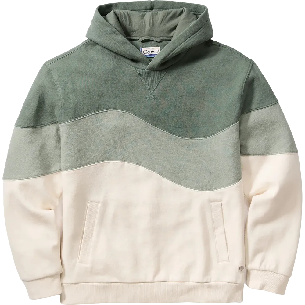 Cloud 9 Fleece Relaxed Hoodie in Green and Cream with color-block design and front pockets