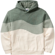 Cloud 9 Fleece Relaxed Hoodie in Green and Cream with color-block design and front pockets