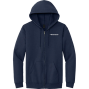 Gildan Heavy Blend Full-Zip Hooded Sweatshirt in Navy with front zipper and pouch pockets for custom branded apparel