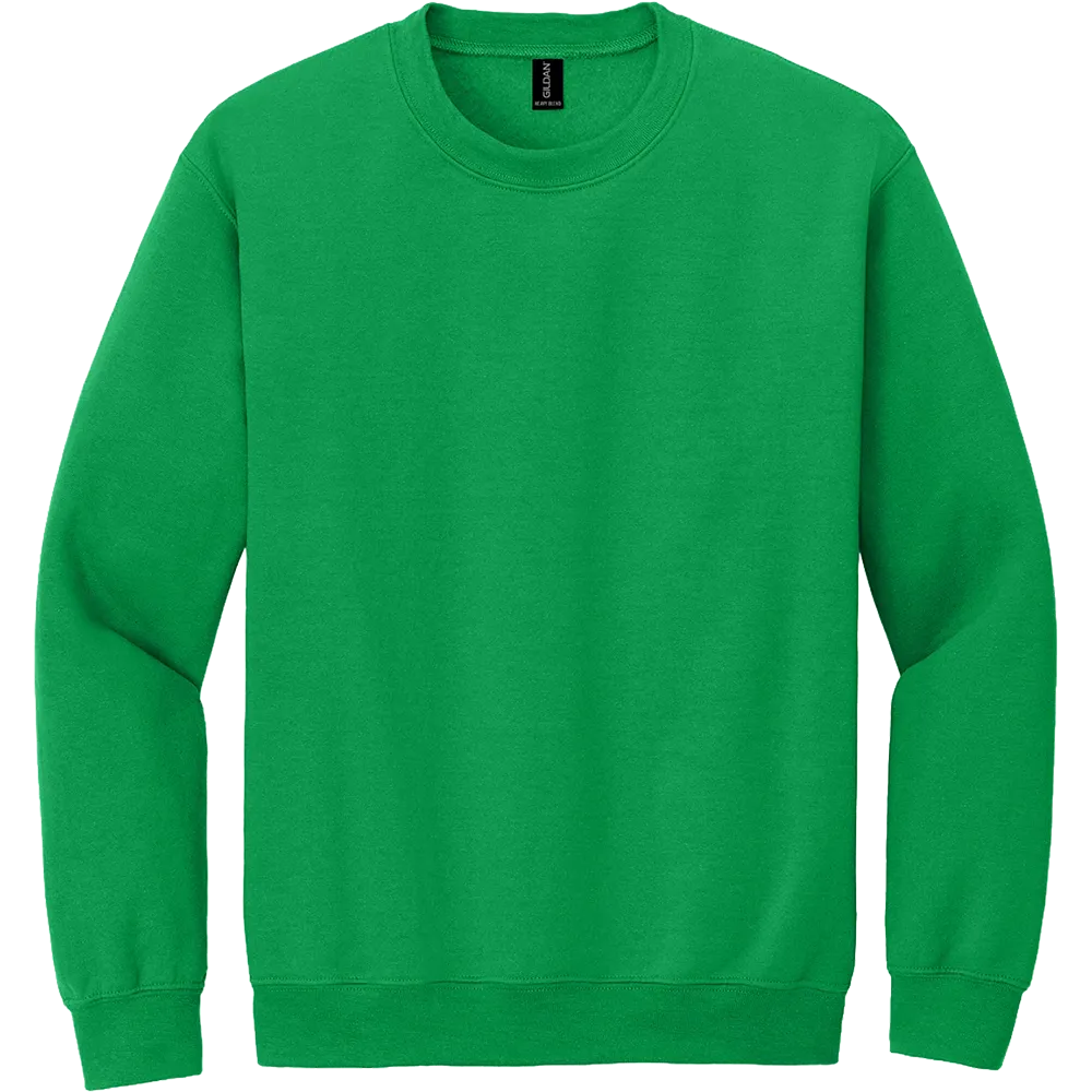 Gildan Heavy Blend Crewneck Sweatshirt in Irish Green with long sleeves for custom logo printing or embroidery