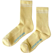 Le Bon Shoppe Boyfriend Socks in Lemona with ribbed knit design and white stripe detail