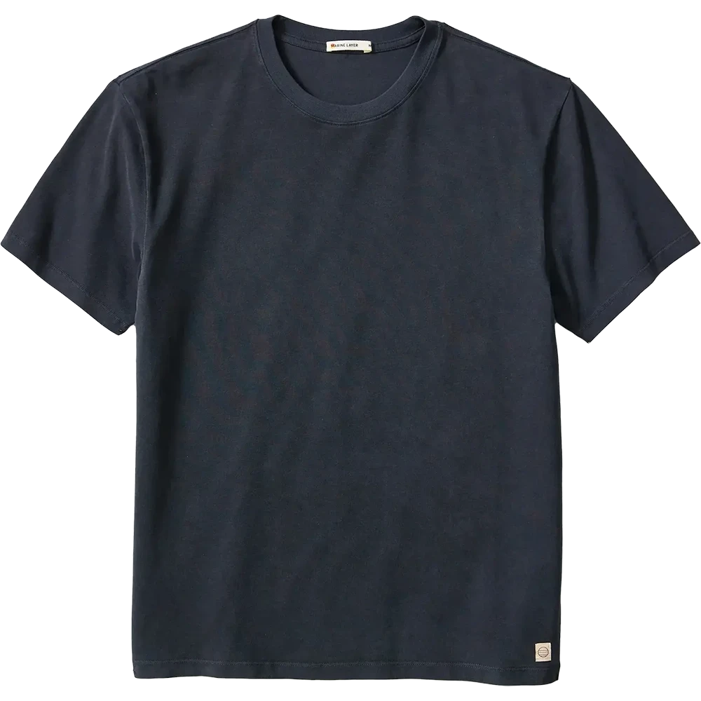 Black Marine Layer Cloud 9 Sueded Jersey T-Shirt featuring premium sueded jersey fabric, short sleeves, and a classic crewneck for all-day comfort