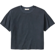 Marine Layer Luxe Sueded Tee in Black featuring premium sueded cotton fabric, relaxed fit, short sleeves, and a classic crewneck