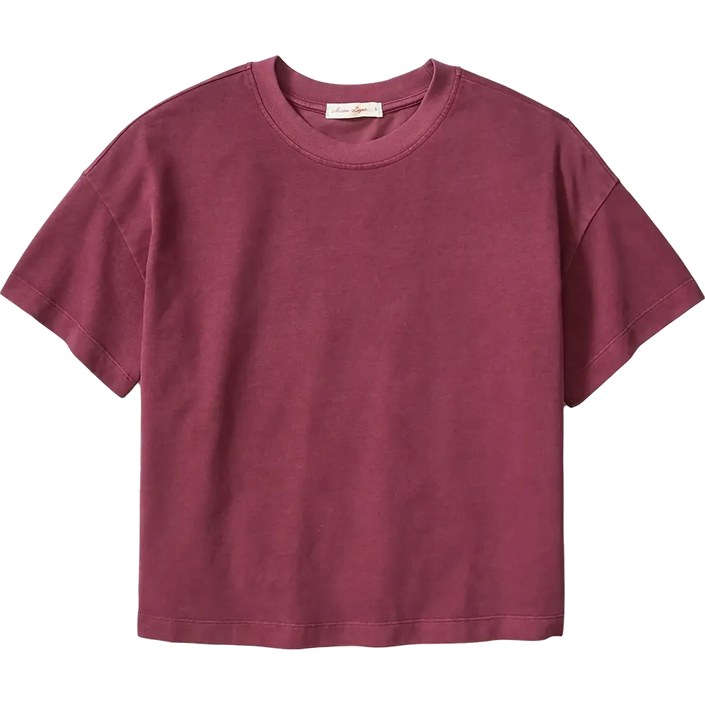 Marine Layer Luxe Sueded Tee in Fig with premium sueded fabric and relaxed fit for custom embroidery or branded apparel