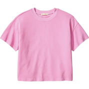 Marine Layer Luxe Sueded Tee in Lilac featuring premium sueded cotton fabric, relaxed fit, short sleeves, and a classic crewneck
