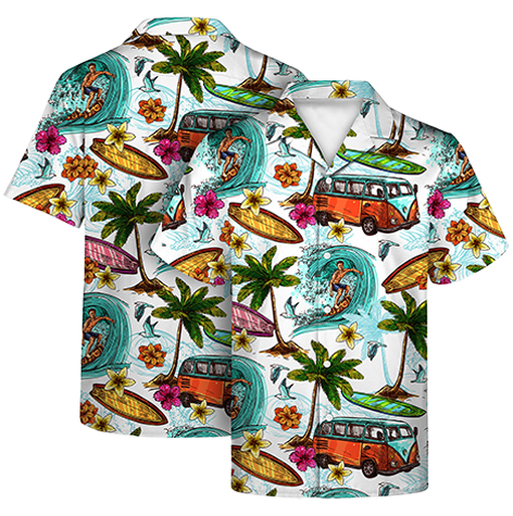 135gsm Sublimated Hawaiian Cuban Collar Camp Shirt