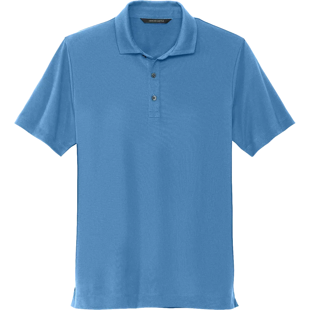 Mercer Mettle Stretch Jersey Polo in Parisian Blue featuring premium stretch jersey fabric, short sleeves, and a classic three-button polo collar