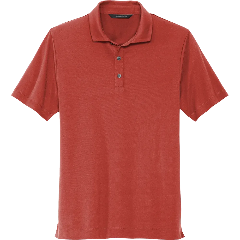 Mercer Mettle Stretch Jersey Polo in Terracotta featuring premium stretch jersey fabric, short sleeves, and a classic three-button polo collar