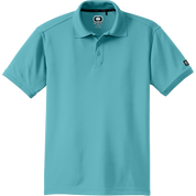 Teal polo shirt with brand logo on a white background