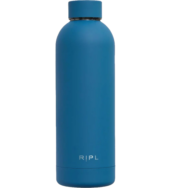 Ripl Blue water bottle with 'Ripl' branding on a white background