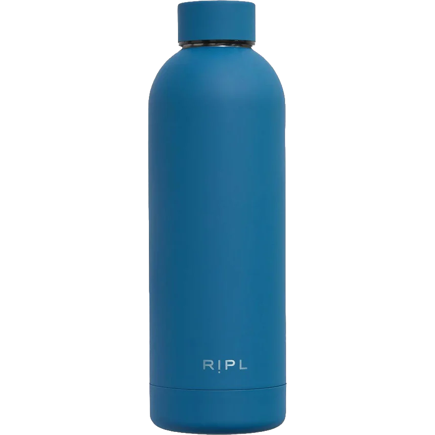 Ripl Blue water bottle with 'Ripl' branding on a white background