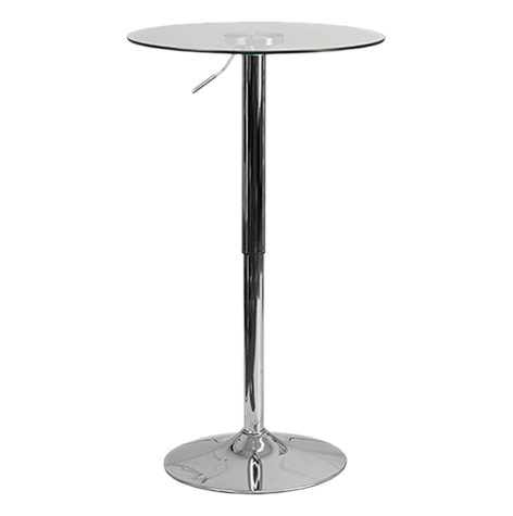 Round 23.5" Dia. Adjustable Height Glass Cocktail Bar Table