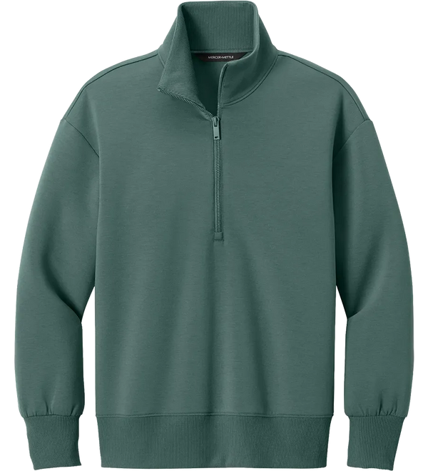adidas-womens-beyond-side-snap-crewneck-sweatshirtmercer-mettles-womens-soft-spacer-14-zip-Silver-Pine-front.webp