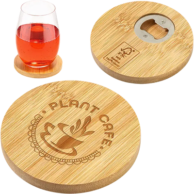 Bamboo Coaster with Bottle Opener