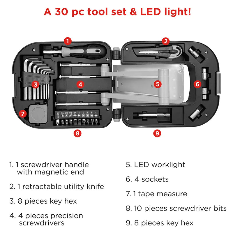 Best Buddy Tools ®  Retractable LED Worklight Tool Kit