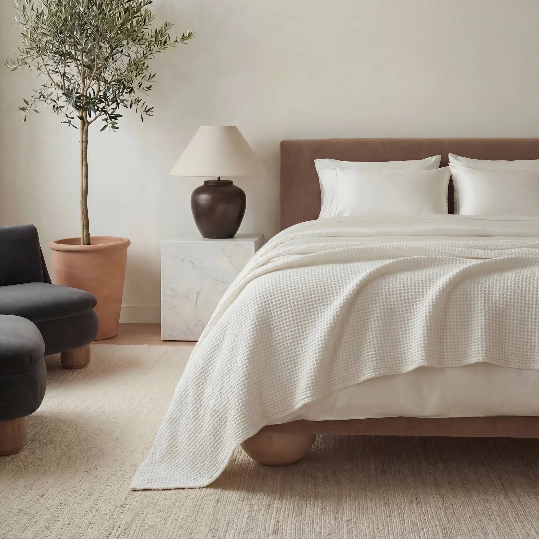 Ettitude Blissful Bamboo Waffle Throw Blanket